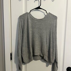 PacSun Gray Crew Neck Sweater with Cropped Design and Relaxed Fit